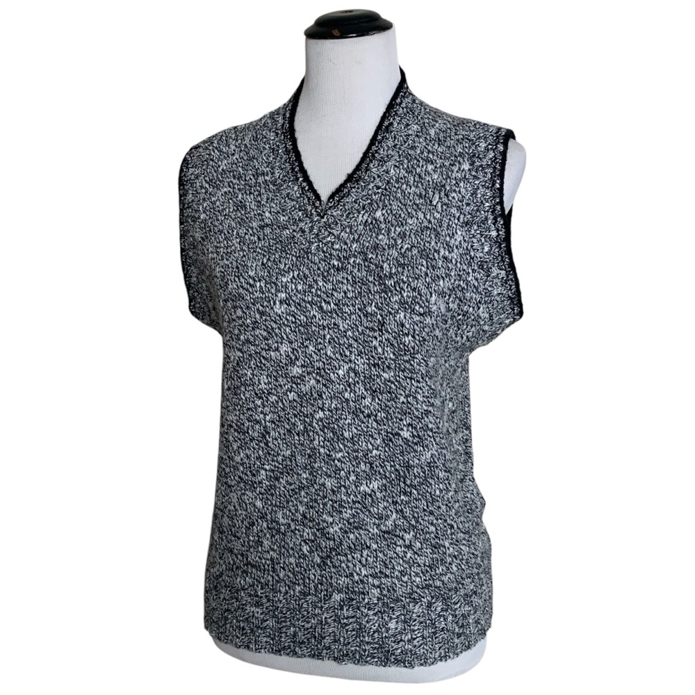 Vintage Barclay Marled Knit V-Neck Sweater Vest Womens Size Medium Acrylic Blend